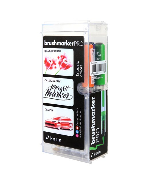 Set 12 rotuladores lettering colores basicos Brushmarker pro Karin Multicolor-1
