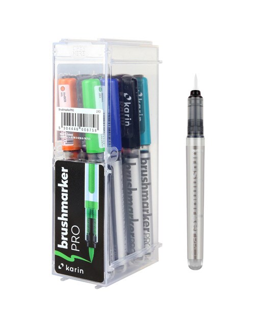 Marcadores Lettering Pro 11 Cores Basicos + Blender Brushmarker Pro Karin Multicolor-2