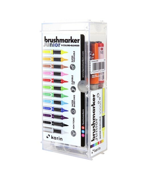 Rotuladores lettering   junior 12 pcs set 12   coloes basicos+blender Brushmarker pro Karin