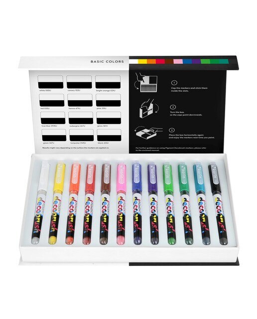 Marcadores Lettering  Pigmento Decobrush  12 Cores Basicos Karin Multicolor-1