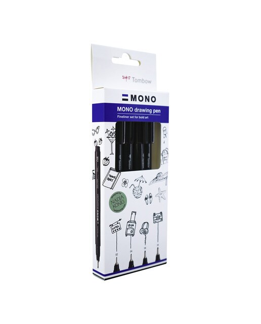 Pack 4 rotuladores mono drawing pen punta fina (02, 04, 06, 08) Tombow negro Negro-2