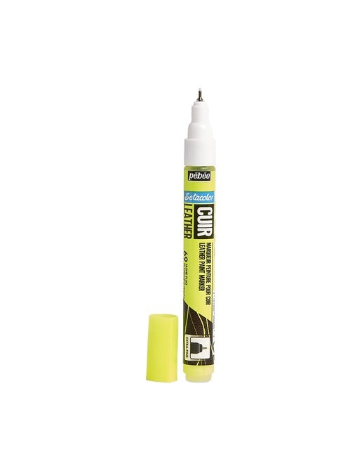 Marcador Cuero ponta extrafina 1mm Pebeo amarelo fluor 4