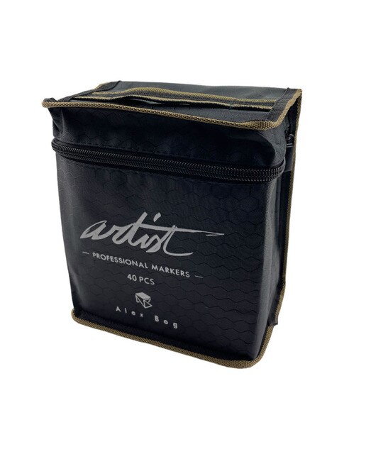 Bolsa canvas 40 rotuladores Professional Markers doble punta, biselada y fina, tintas base alcohol ARTIST by Alex Bog multicolor Multicolor-4