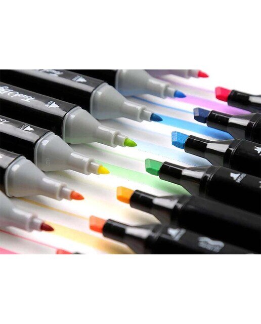 Bolsa canvas 80 rotuladores Professional Markers doble punta, biselada y fina, tintas base alcohol ARTIST by Alex Bog multicolor Multicolor-7