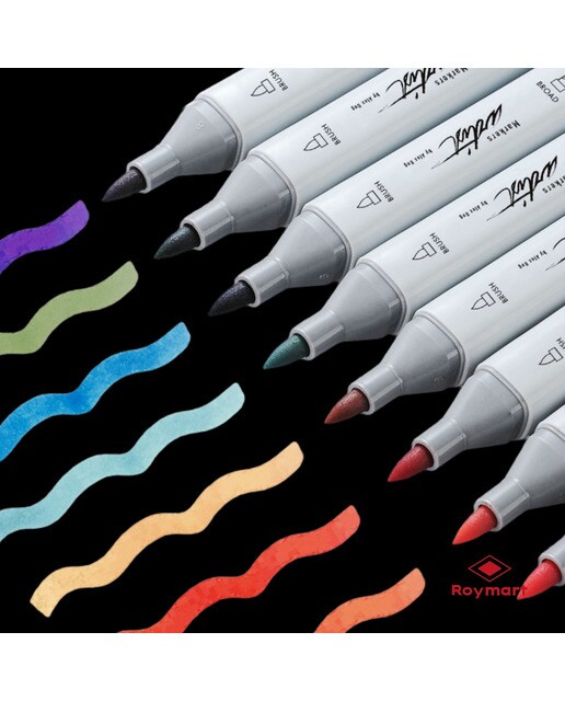 Bolsa canvas 30 rotuladores Professional Brush Markers doble  punta, pincel extra suave y biselada, tintas base alcohol ARTIST by Alex Bog multicol 4