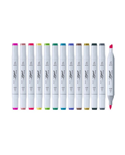 Bolsa canvas 60 rotuladores Professional Brush Markers doble  punta, pincel extra suave y biselada, tintas base alcohol ARTIST by Alex Bog multicol 4