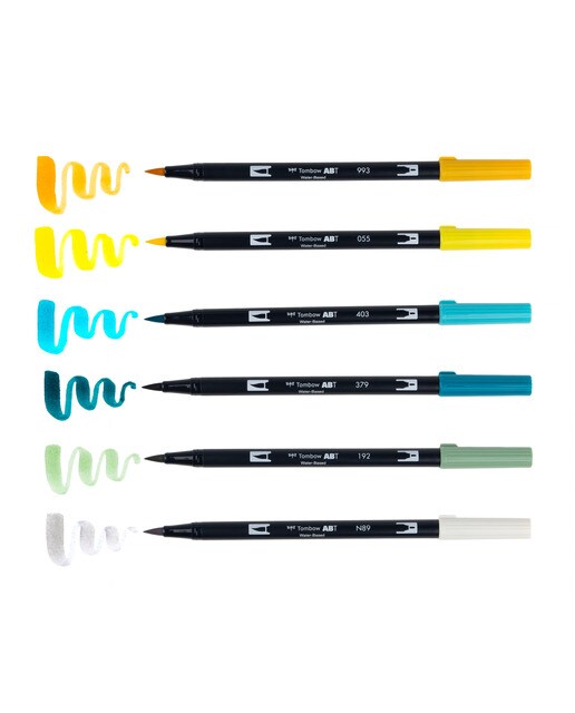 Estojo 6 Marcadores ABT Tombow em tons limão 4