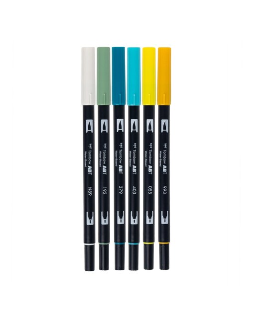 Estojo 6 Marcadores ABT Tombow em tons limão 5