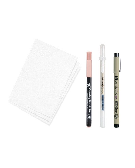 Kit creativo con Pigma micron 05 negro Gelly roll Koi coloring 3 postales A6. 4 modelos diferentes. Vídeo tutorial Sakura 2