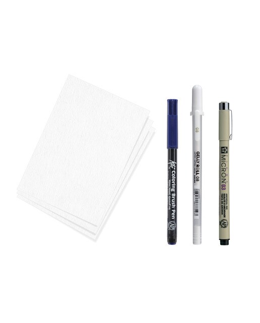 Kit creativo con Pigma micron 05 negro Gelly roll Koi coloring 3 postales A6. 4 modelos diferentes. Vídeo tutorial Sakura 2