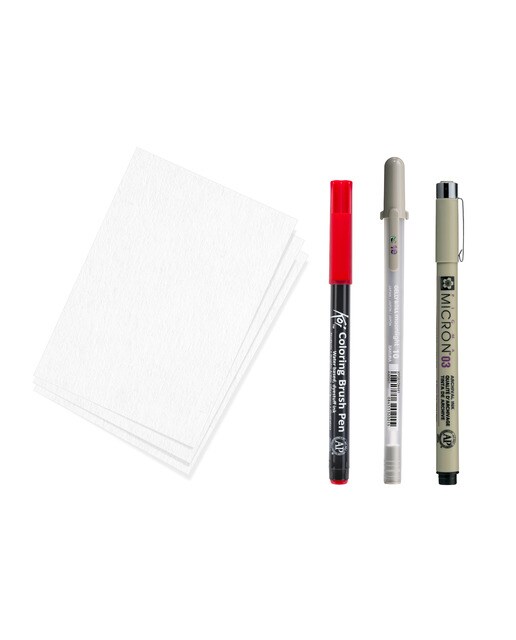 Kit creativo con Pigma micron 05 negro Gelly roll Koi coloring 3 postales A6. 4 modelos diferentes. Vídeo tutorial Sakura 2