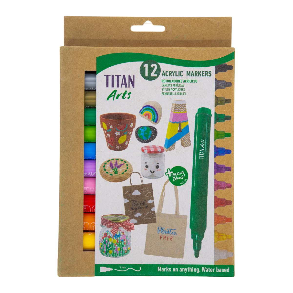 Imagen 0 de Set de 12 rotuladores acrílicos de iferentes colores Titán Arts mullticolor