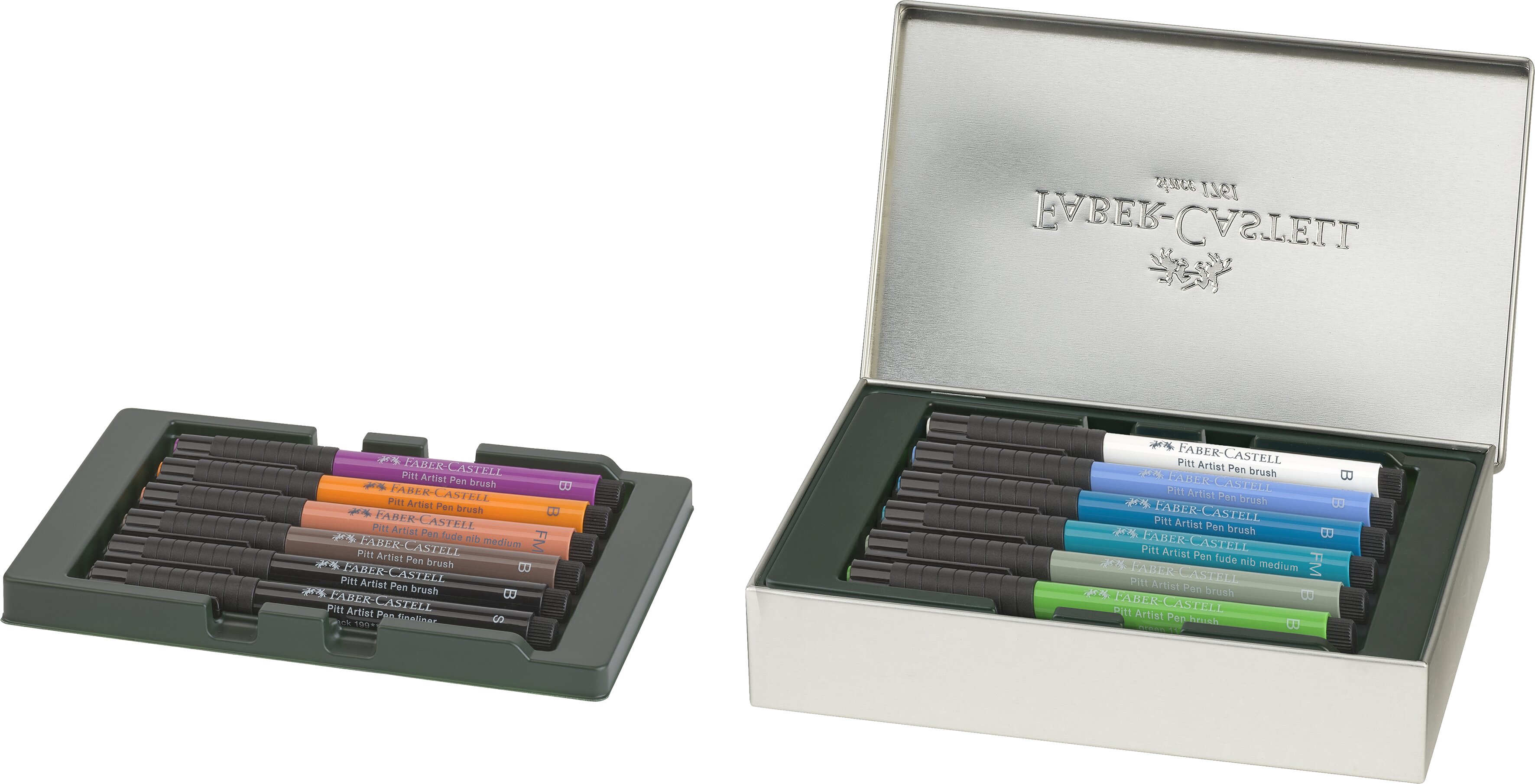 Caja de metal con 12 rotuladores Pitt Artist Pen city collection New York Faber-Castell Multicolor-4