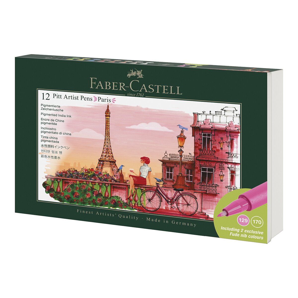 Imagen 0 de Caja de metal con 12 rotuladores Pitt Artist Pen city collection Paris Faber-Castell