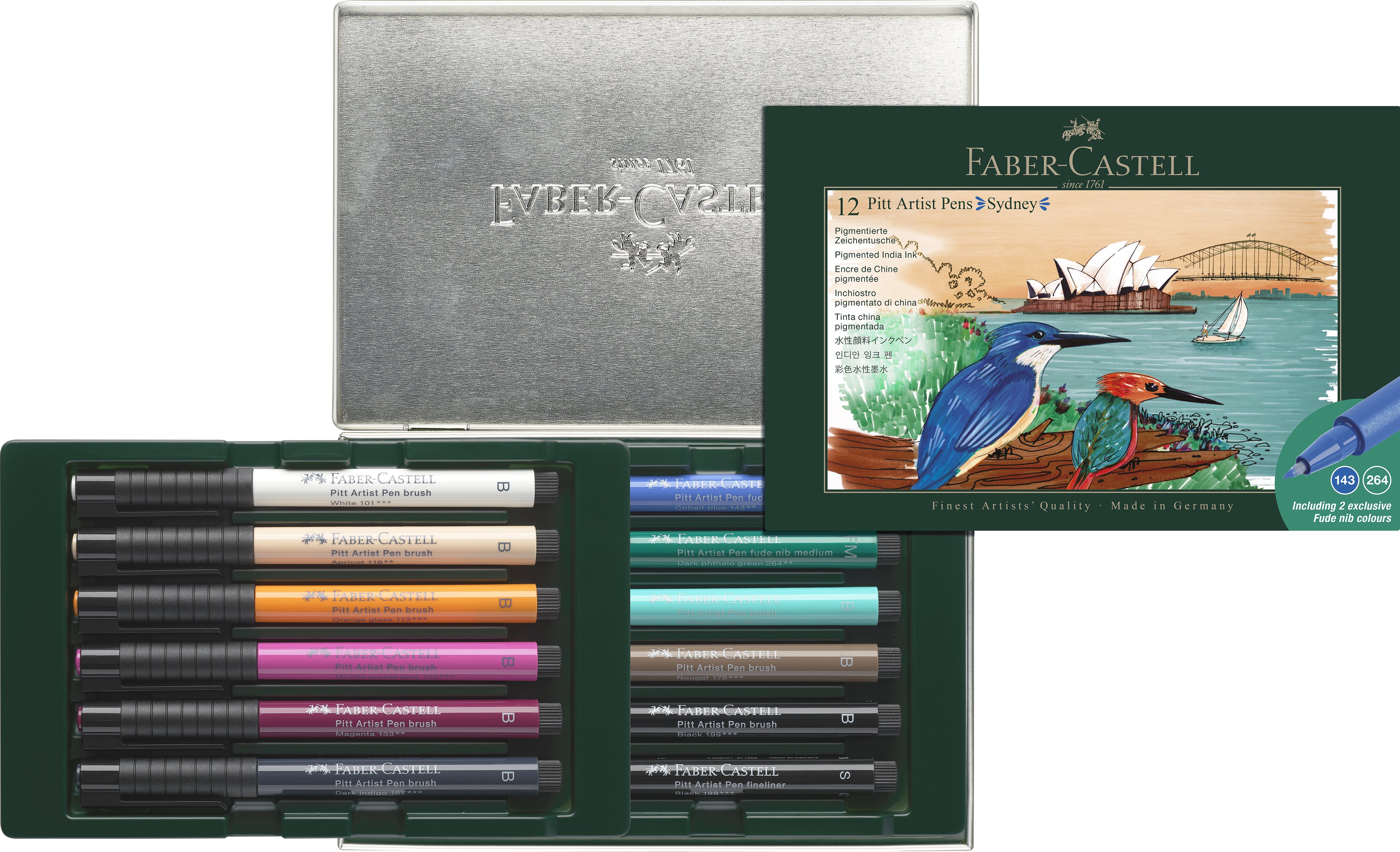 Caja de metal con 12 rotuladores Pitt Artist Pen city collection Sidney Faber-Castell Multicolor-4