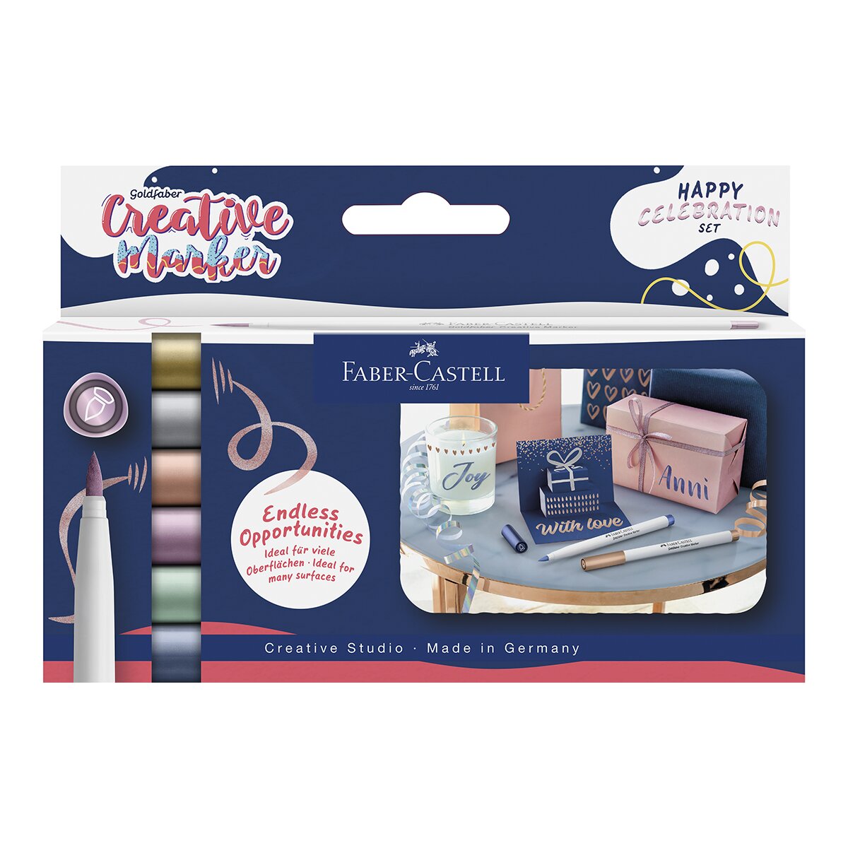 Imagen 0 de Set 6 gold grative marker B Happy Celebration Faber-Castell
