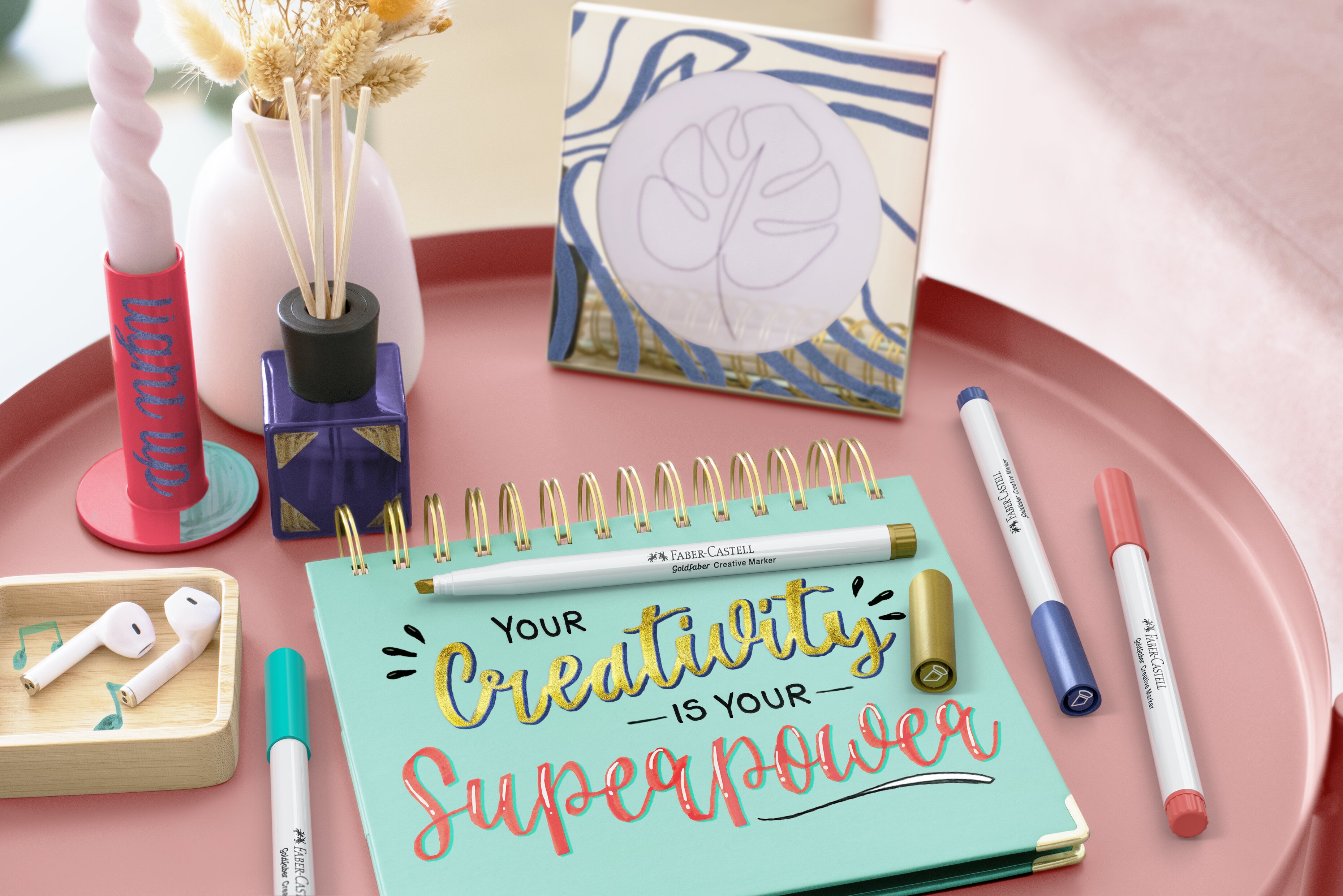 Set 6 gold grative marker C soft lettering Faber-Castell Multicolor-3