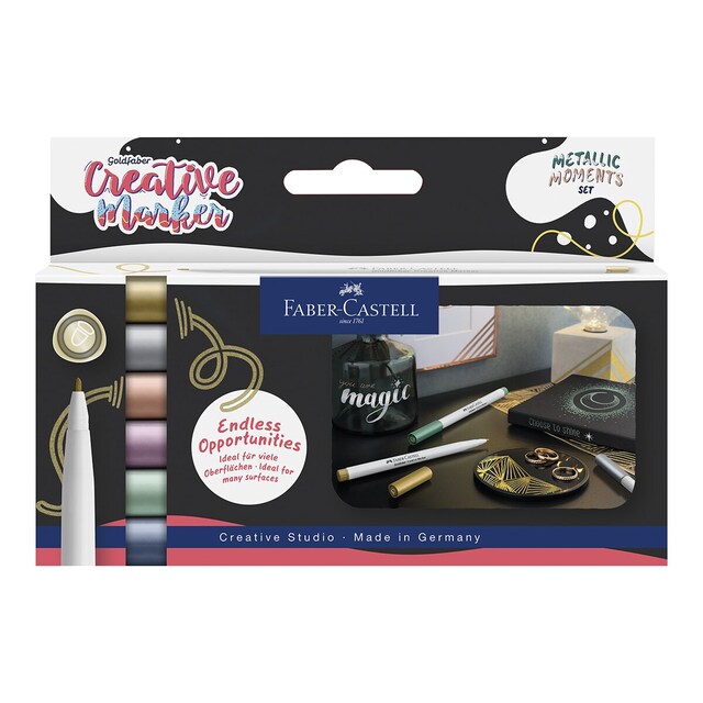 Imagen 0 de Set 6 gold grative marker 1,5 metalic moments Faber-Castell