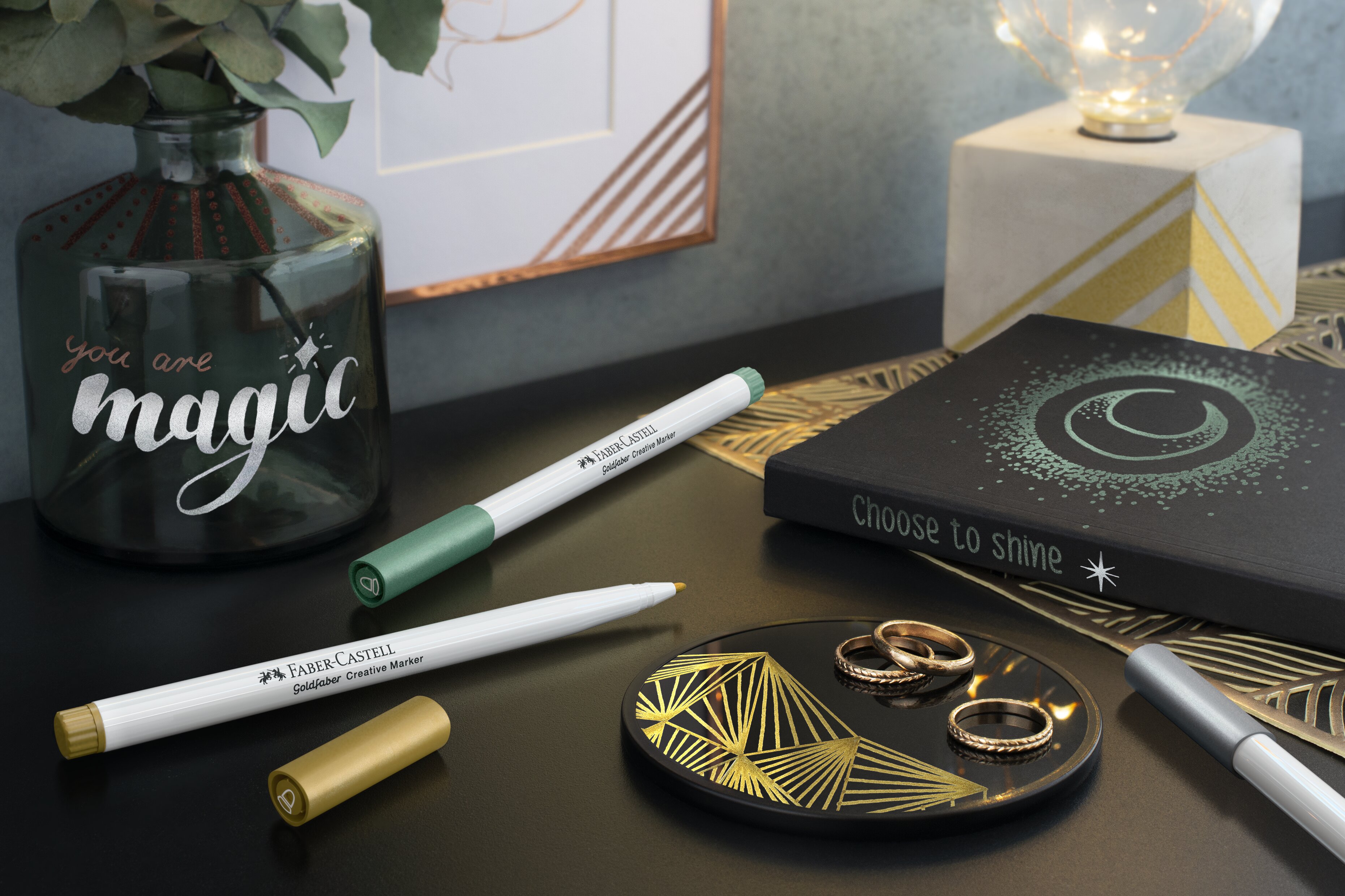 Set 6 gold grative marker 1,5 metalic moments Faber-Castell Multicolor-3