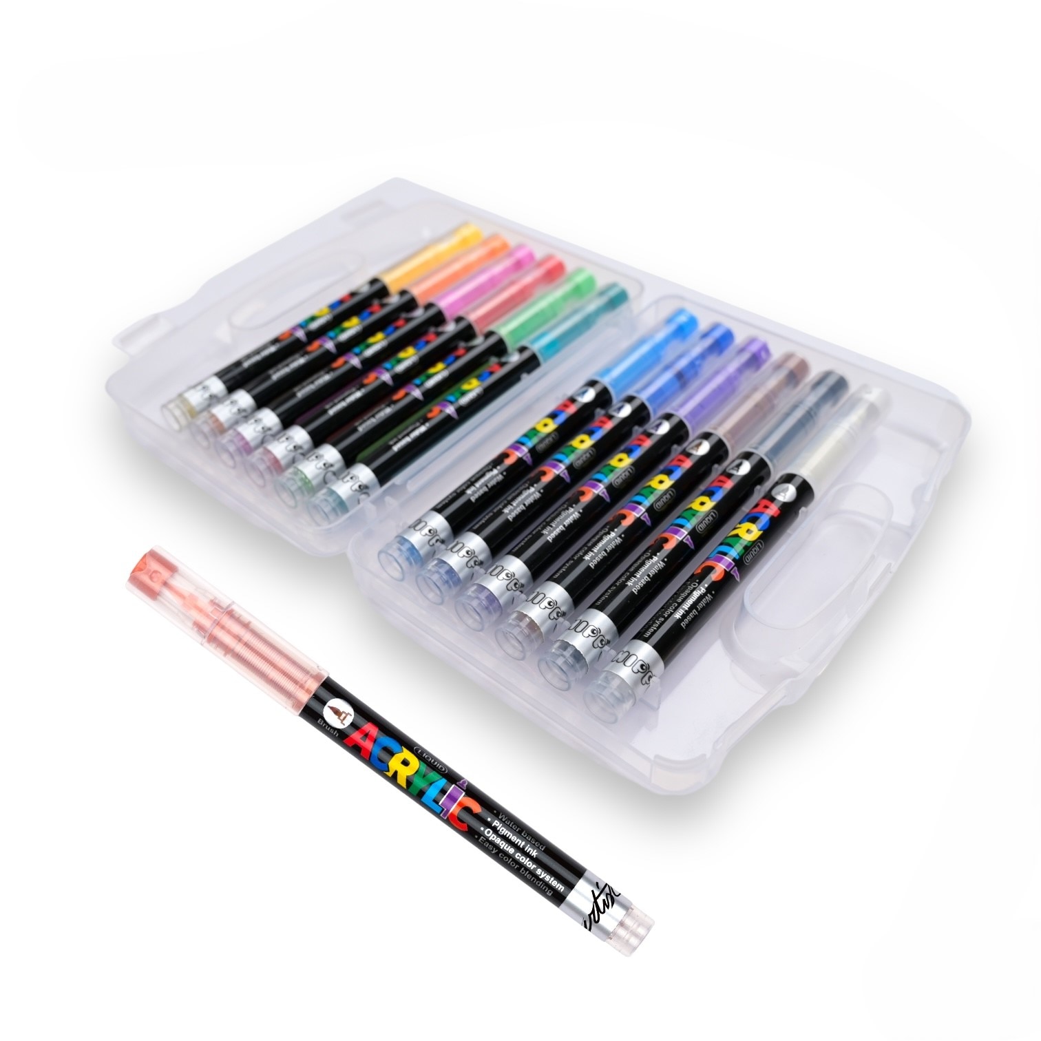 Pack 12 colores acrílicos brush Artist Alex Bog Negro / Blanco-5