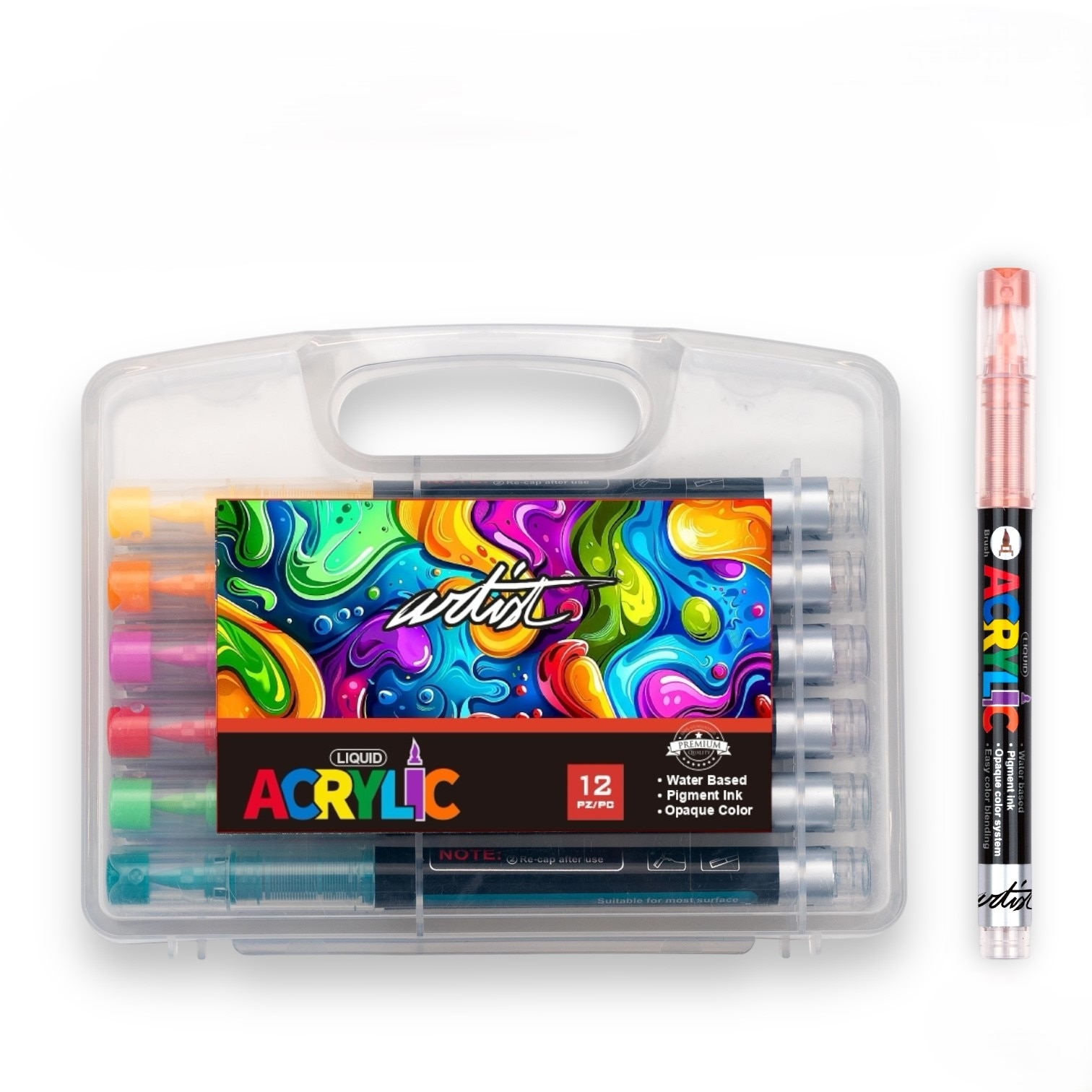 Pack 12 colores acrílicos brush Artist Alex Bog Negro / Blanco-6