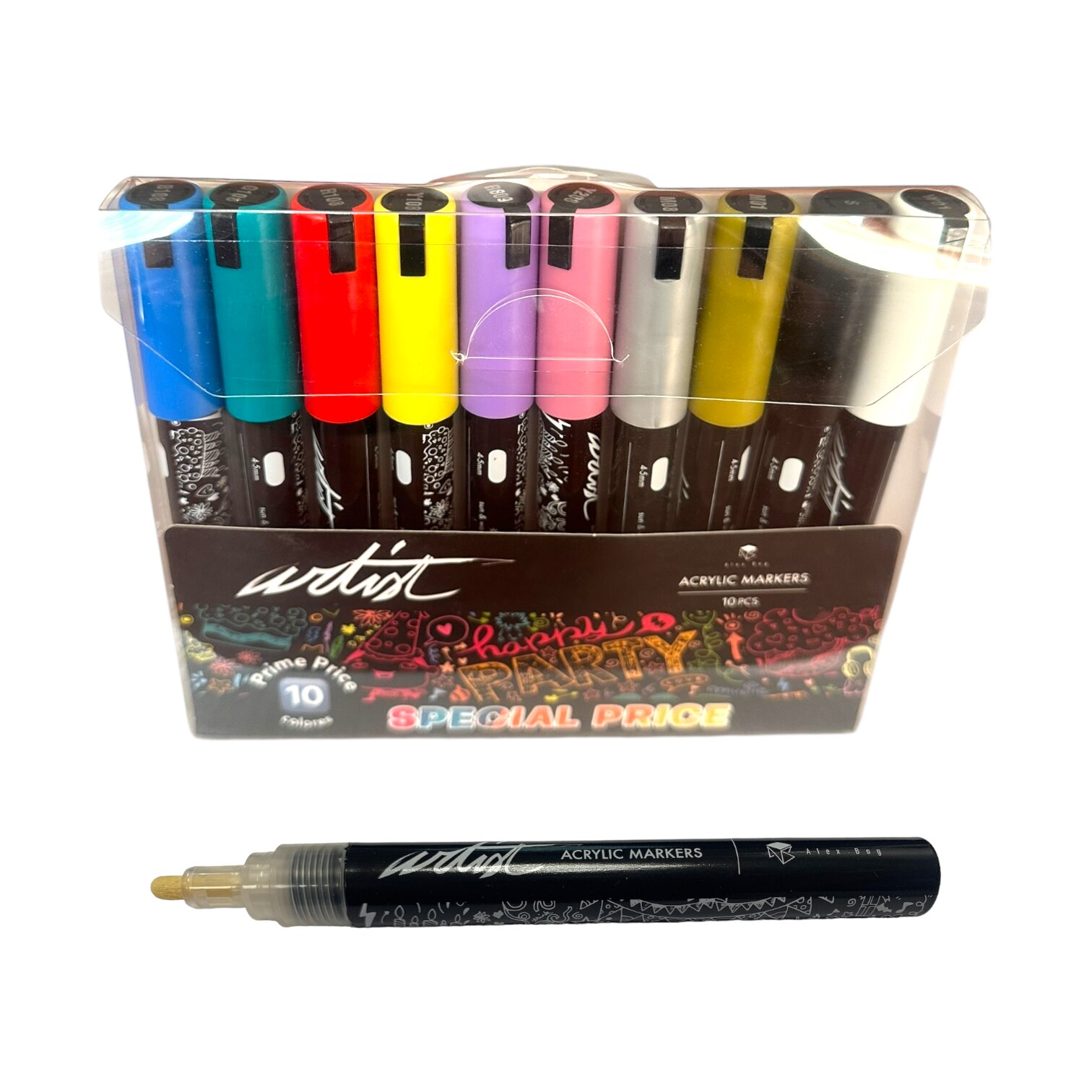 Pack 10 colores acrílicos Artist Artist Alex Bog Negro / Blanco-3