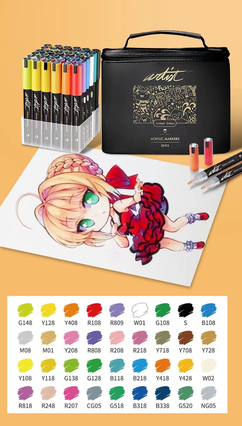 Maletín canva 36 colores acrílicos Artist Alex Bog Negro / Blanco-6