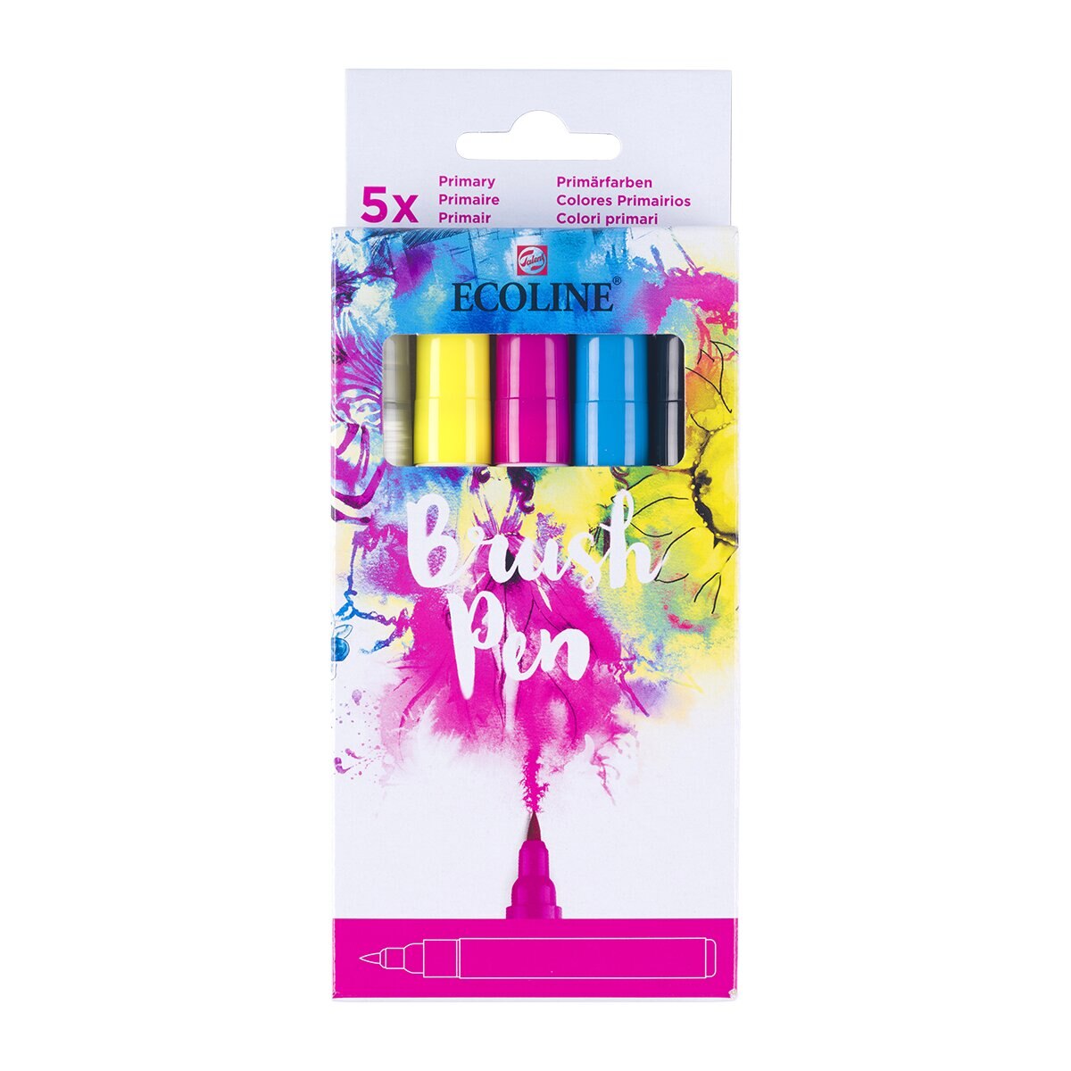 Imagem 0 de Conjunto 5 Marcadores Ecoline Brushpen Cores Primárias Talens