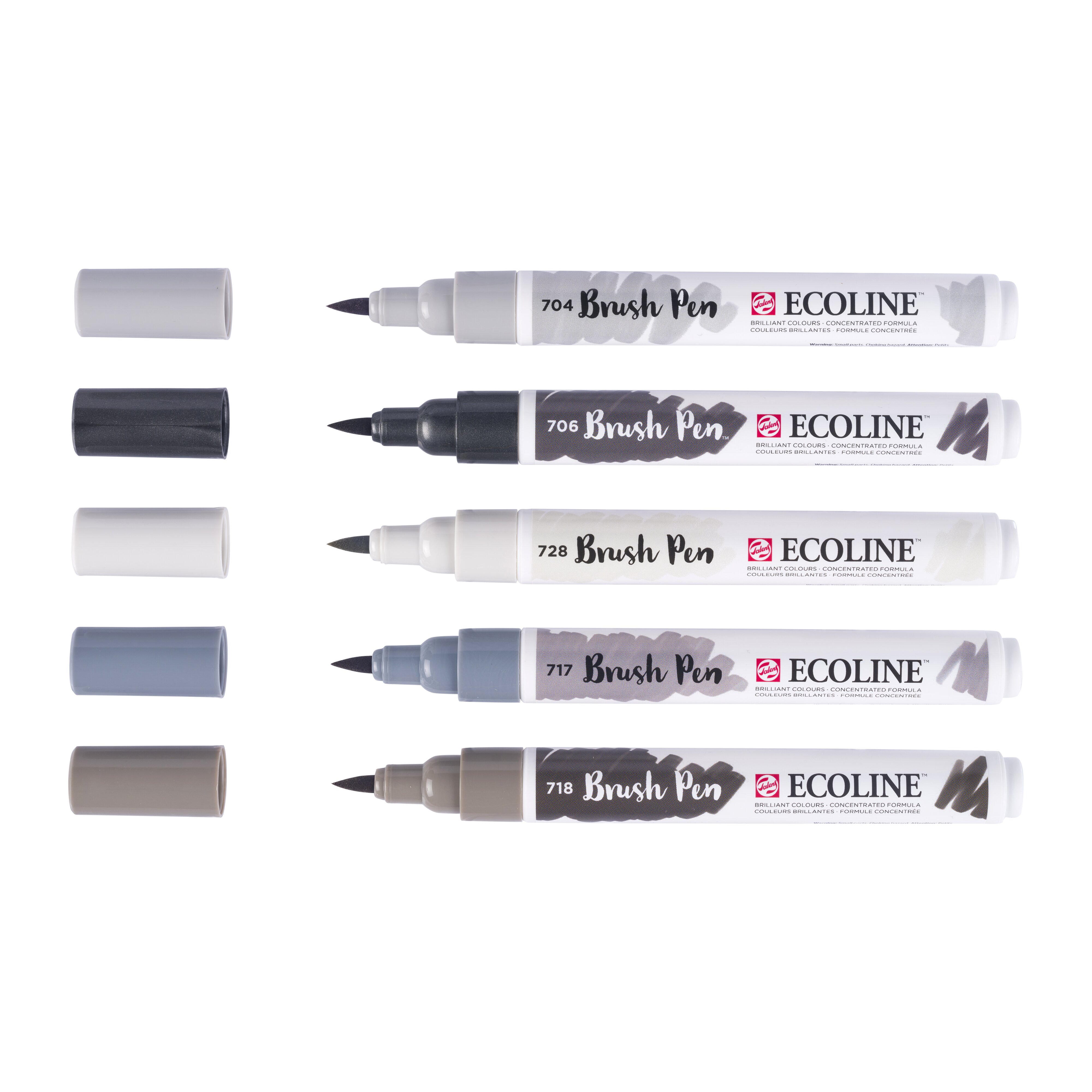 Conjunto 5 Marcadores Ecoline Brushpen Tons Cinzentos Talens Cinzento-2