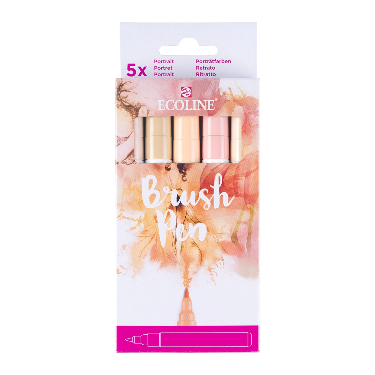 Imagem 0 de Conjunto 5 Marcadores Ecoline Brushpen Tons Rosas Talens