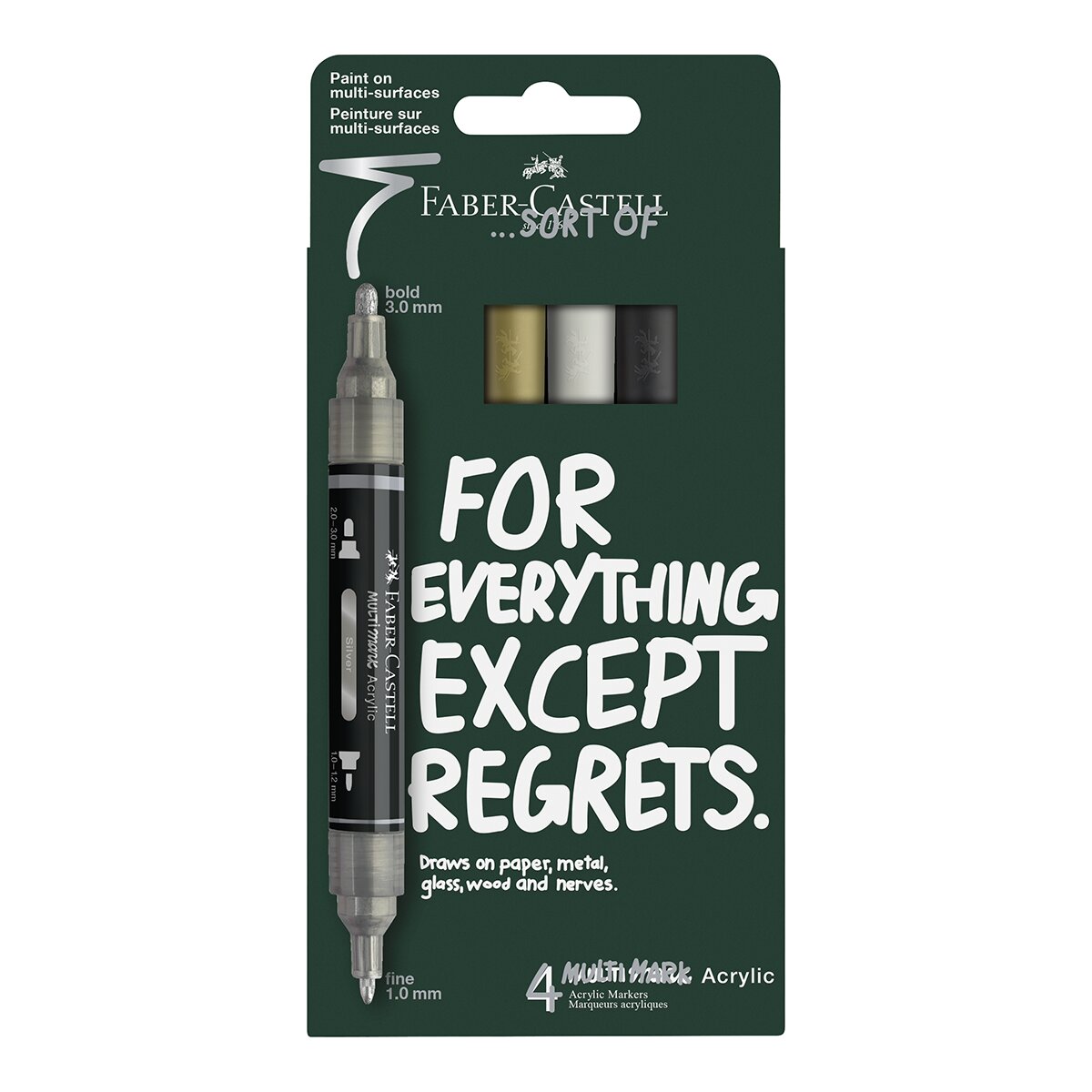 Imagen 0 de Set con 4 rotuladores Acrylic marker multimark doble punta Faber-Castell colores clásicos