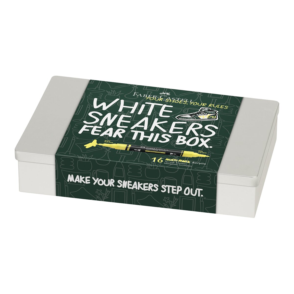 Imagen 0 de Set con 16 rotuladores Acrylic marker multimark doble punta Faber-Castell colores kicks