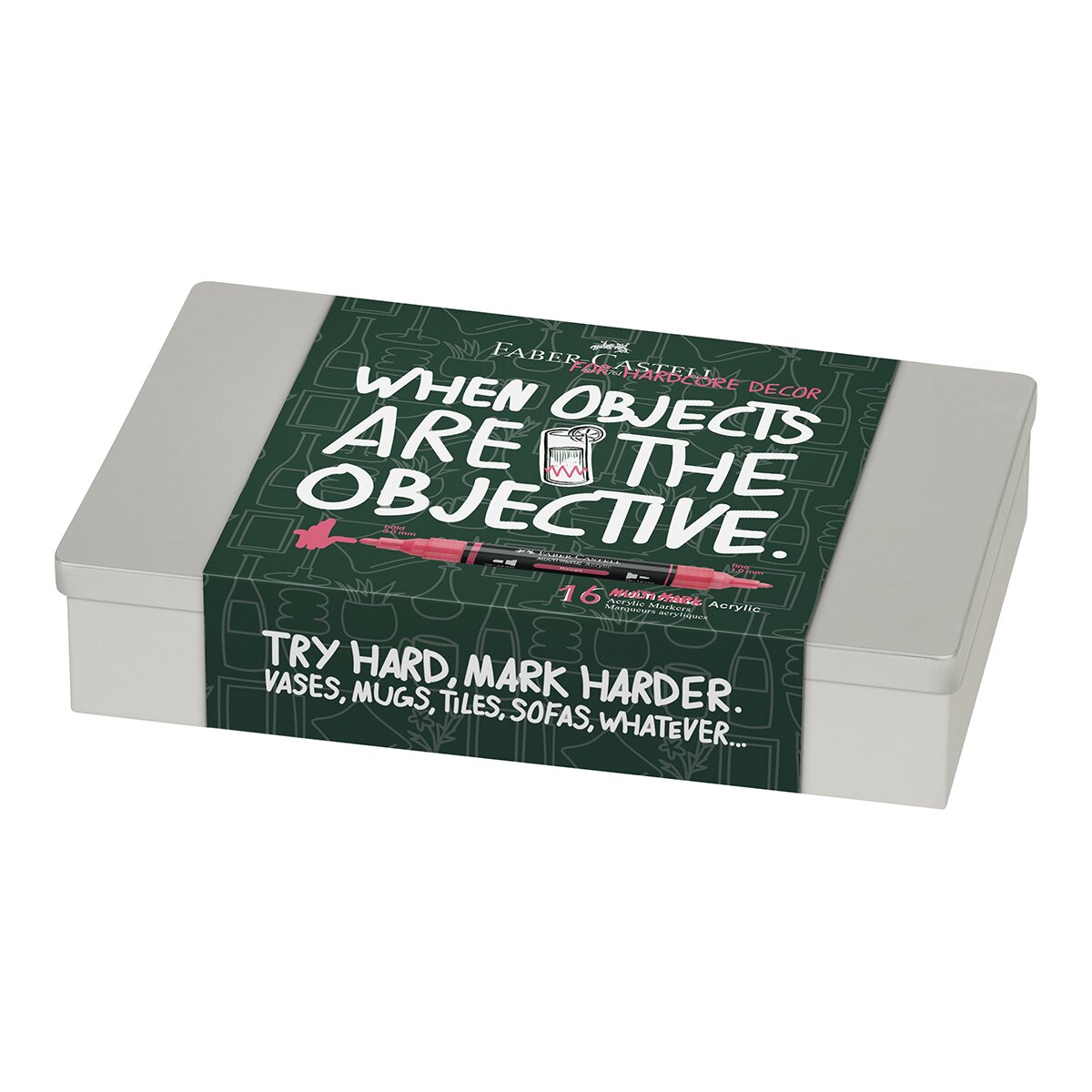 Imagen 0 de Set con 16 rotuladores Acrylic marker multimark doble punta Faber-Castell colores home