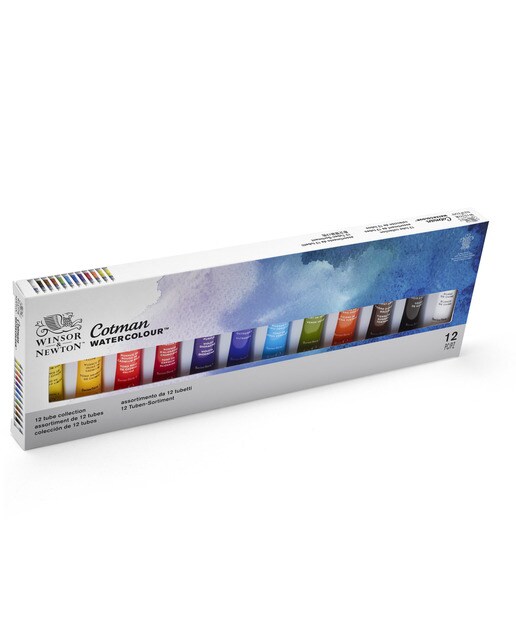 Conjunto de 12 Tubos de Pintura para Aguarela Cotman Winsor & Newton 3