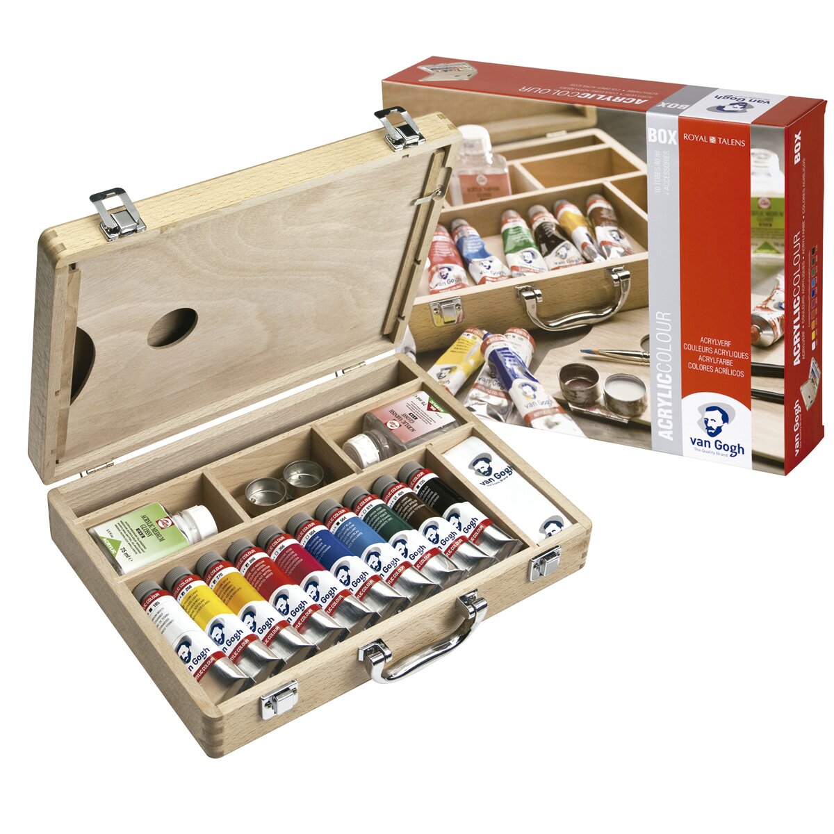 Caja de Madera con Tubos de Acrílico y Accesorios Van Gogh Multicolor Multicolor-3