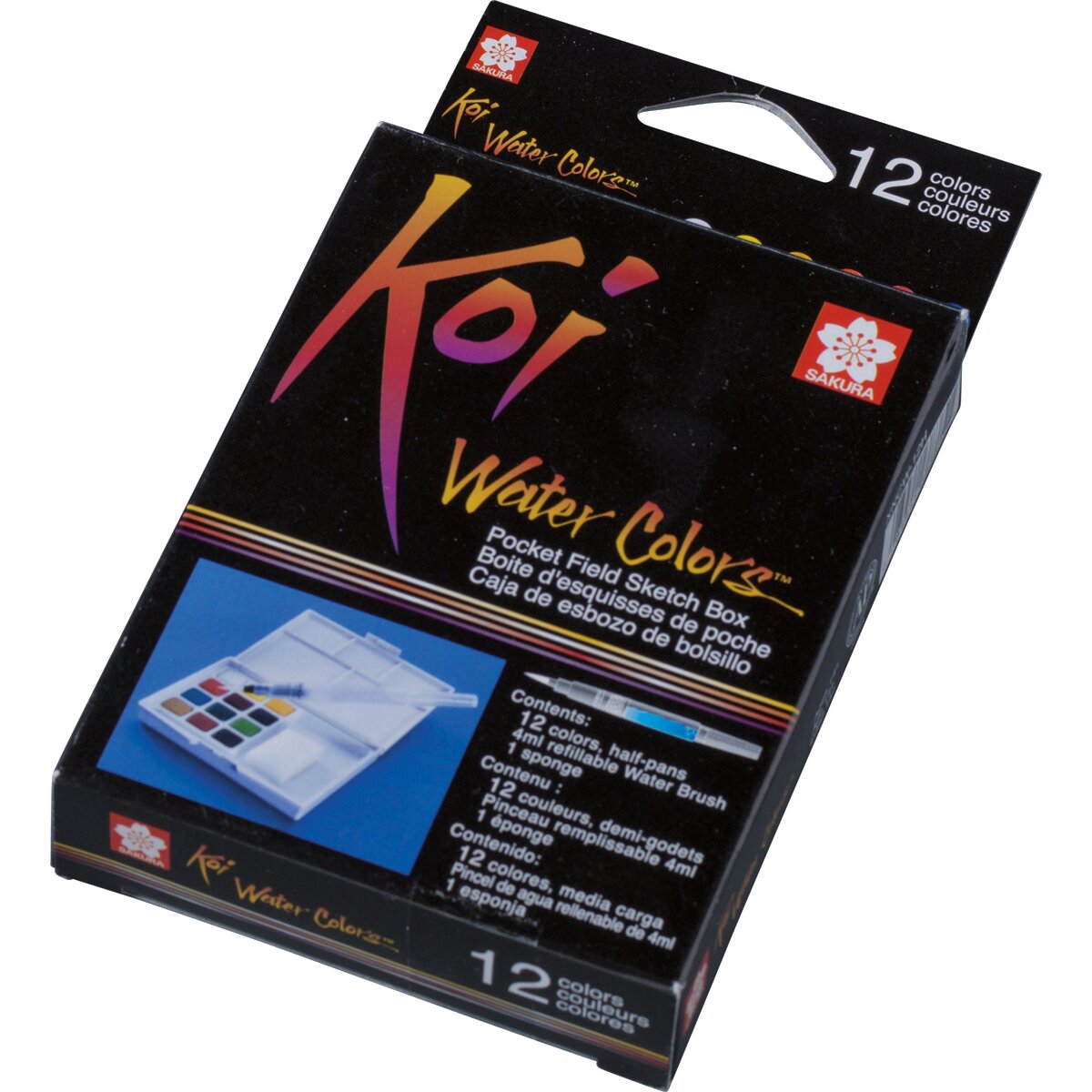 Caixa de Plástico de 12 Aguarelas e Pincel Recarregável Sakura Multicolor Multicolor-2