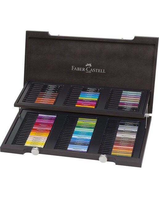 Caja de madera con 90 rotuladores Pitt Colores Faber Castell Multicolor Multicolor-1