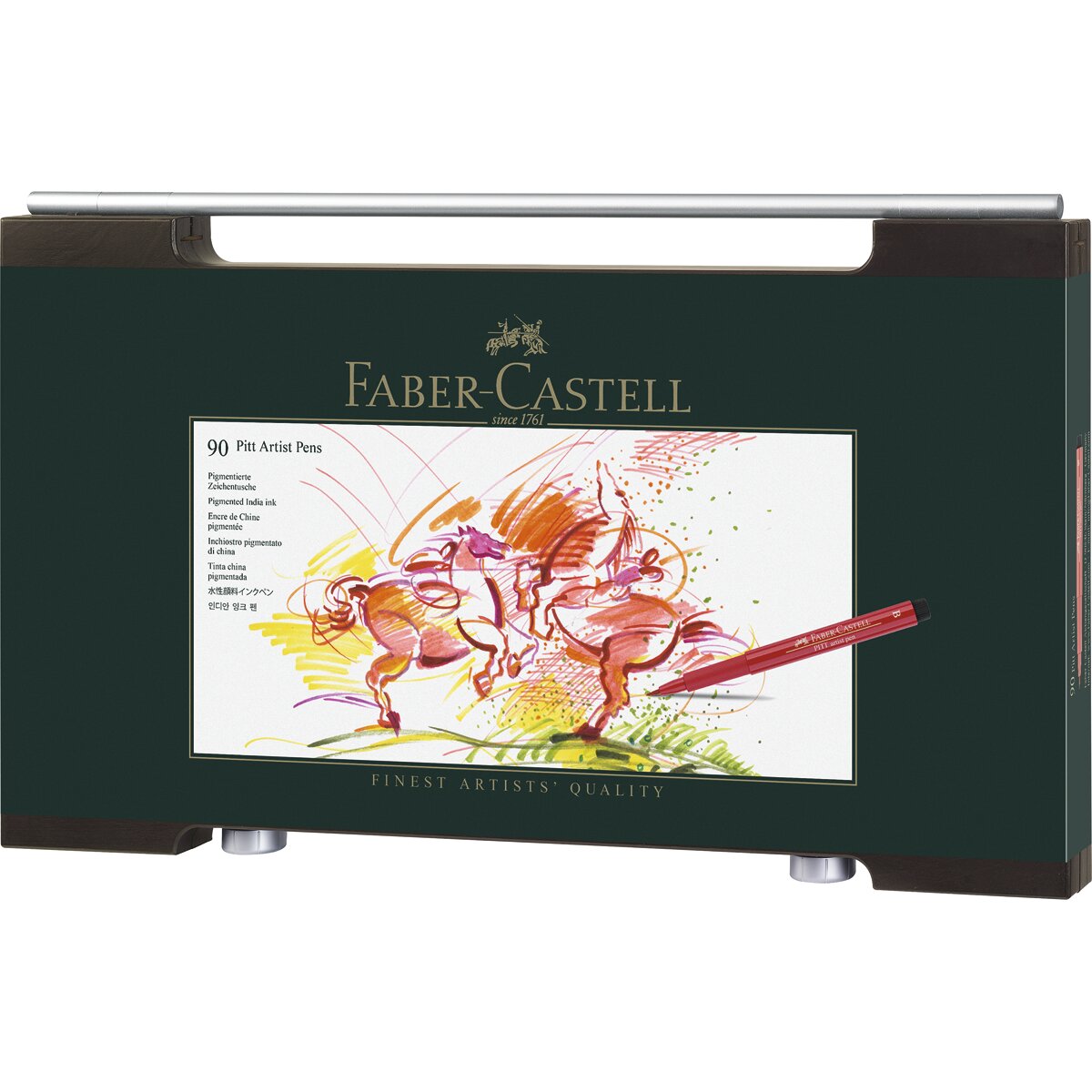 Caja de madera con 90 rotuladores Pitt Colores Faber Castell Multicolor Multicolor-2