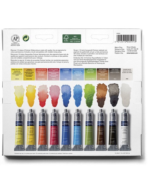 Set de 10 Tubos de Acuarela Cotman Winsor & Newton Multicolor 2