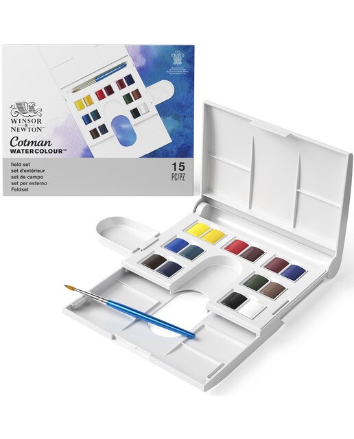 Imagen 0 de Caja Plástica Compacta de 14 Medio Godets de Acuarela Cotman Winsor & Newton Multicolor