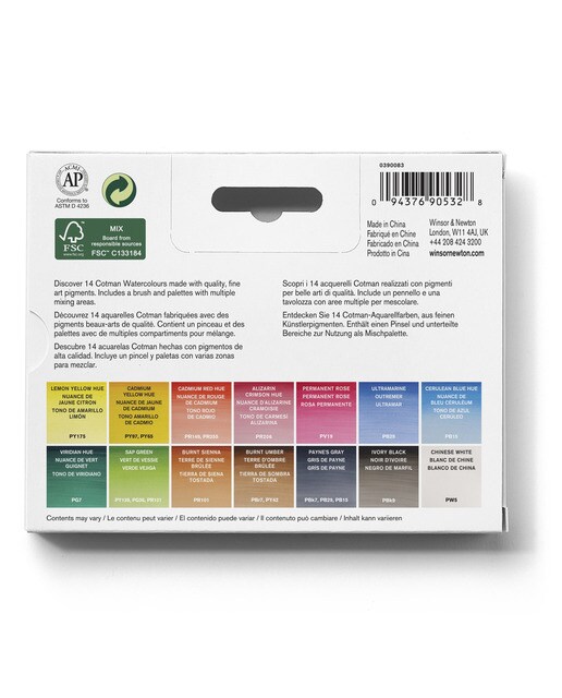Caja Plástica Compacta de 14 Medio Godets de Acuarela Cotman Winsor & Newton Multicolor 4