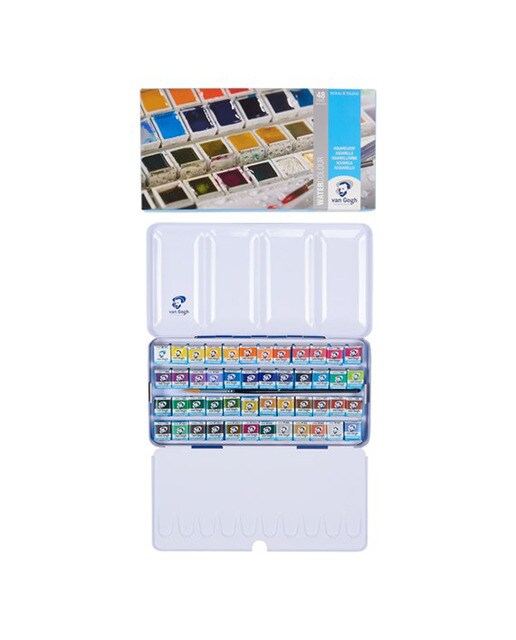 Caixa de Metal de 48 Meias Pastilhas de Aguarela Multicolor 2