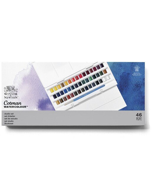 Set Acuarela Cotman Caja Plástico 45 Medio Godets Winsor & Newton 2