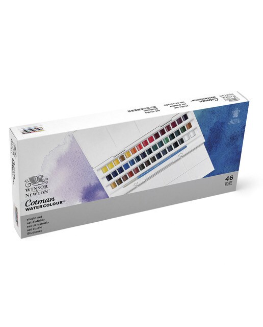Set Acuarela Cotman Caja Plástico 45 Medio Godets Winsor & Newton 3