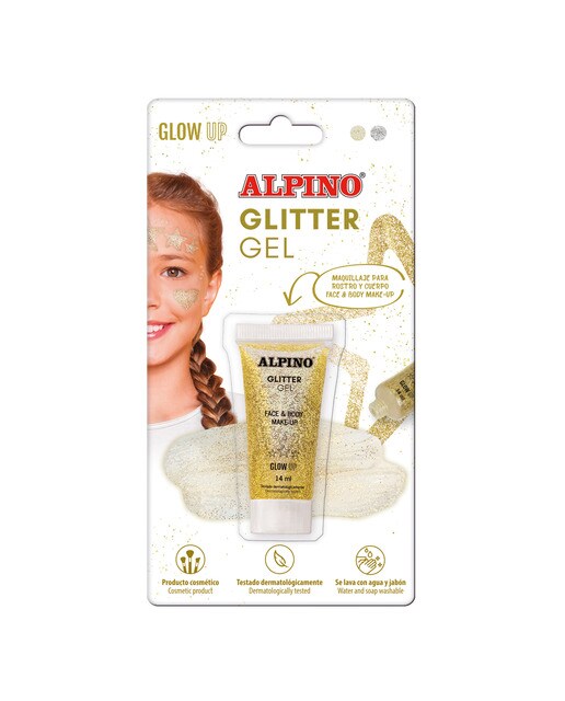 Blister Maquilhagem Gel Transparente com Purpurina Glitter - Dourado Ouro-1