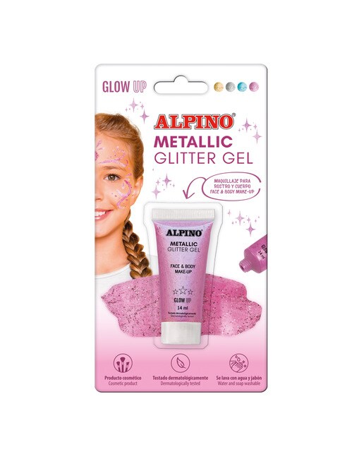 Blister Maquilhagem Gel Transparente com Purpurina Glitter - Rosa Rosa-1