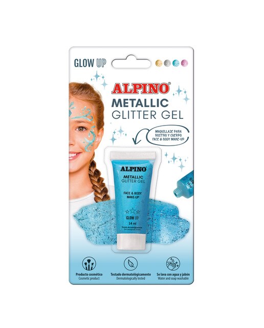 Blister maquillaje gel transparente con purpurina glitter Alpino azul Azul-1