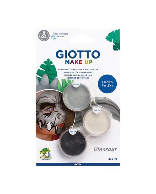 Blíster 3 unidades de pintura facial cosmética temática dinosaurio Make Up Giotto Multicolor-1