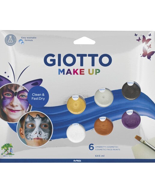 Set 6 unidades x 5 ml pintura facial cosmética Make Up Giotto metal