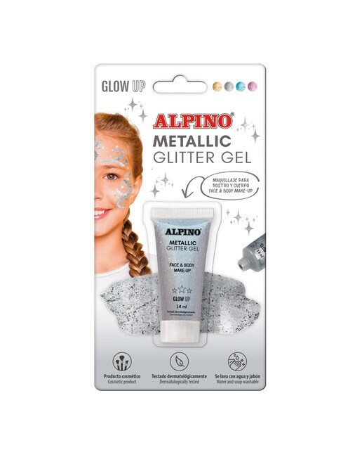 Blister maquillaje gel purpurina metalizado Alpino plateado